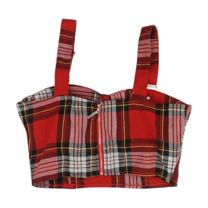 Red Plaid Cropped Blouse