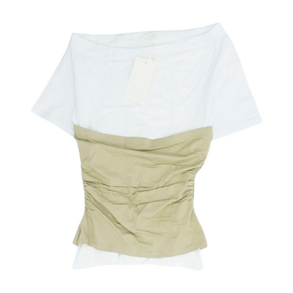 White Color Block Blouse