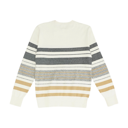 Beige Striped Pullover Sweater