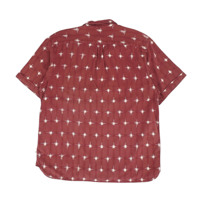 Burgundy Print Short Sleeve Button Down