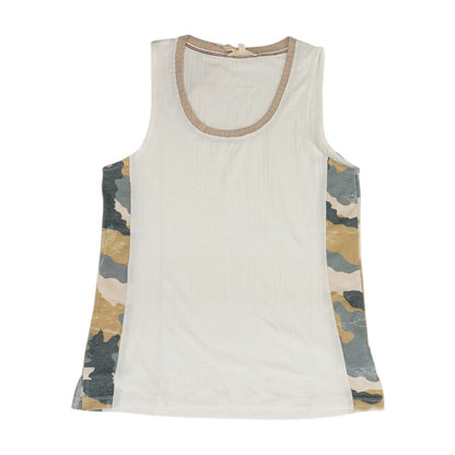 White Color Block Tank