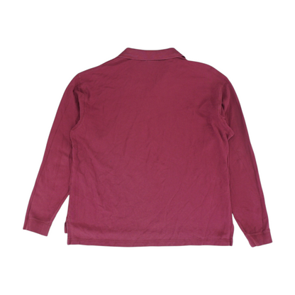 Magenta Solid Long Sleeve Polo