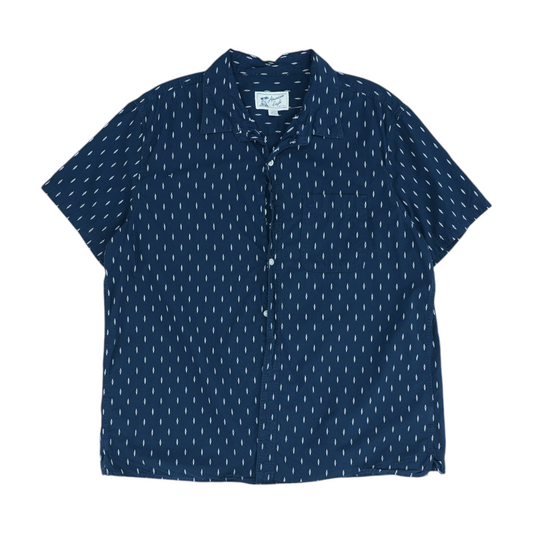 Navy Print Short Sleeve Button Down