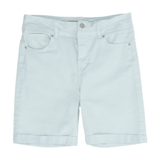 White Solid Denim Shorts