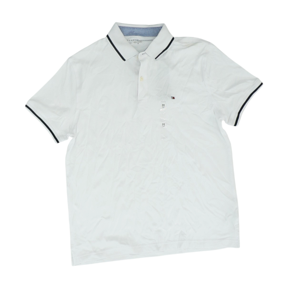 White Solid Short Sleeve Polo