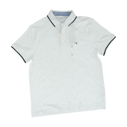 White Solid Short Sleeve Polo