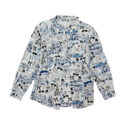 White Print Button Down