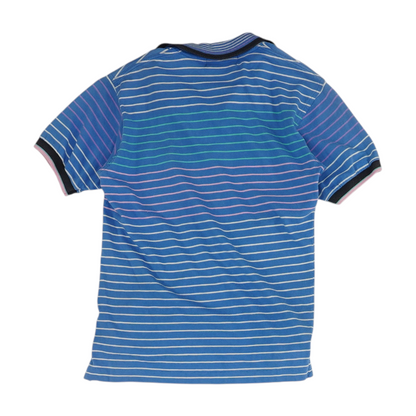 Vintage Blue Striped Short Sleeve Polo