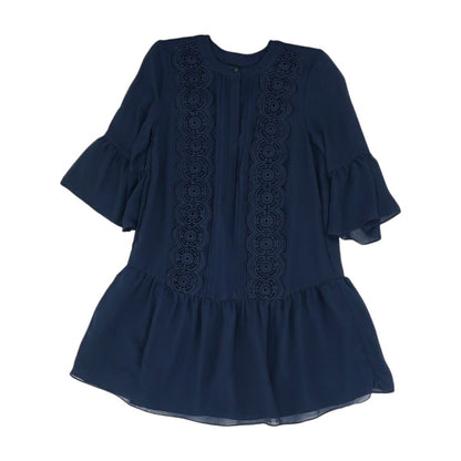 Navy Solid Short Sleeve Blouse