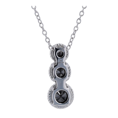 1 3/4 ctw Sterling Silver Black Diamond Pendant Necklace