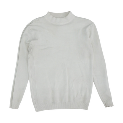 White Solid Pullover Sweater
