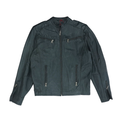 Black Solid Leather Jacket