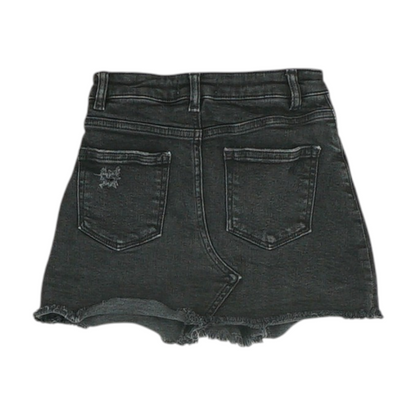 Black Solid Denim Shorts