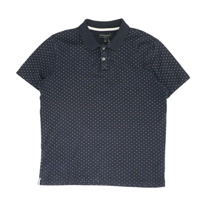 Navy Print Short Sleeve Polo