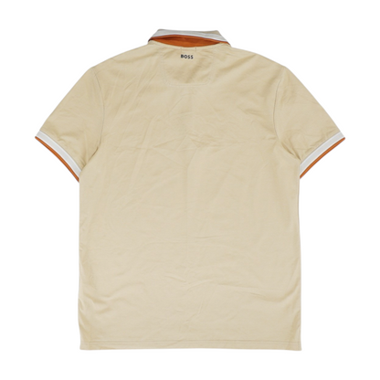 Beige Solid Short Sleeve Polo