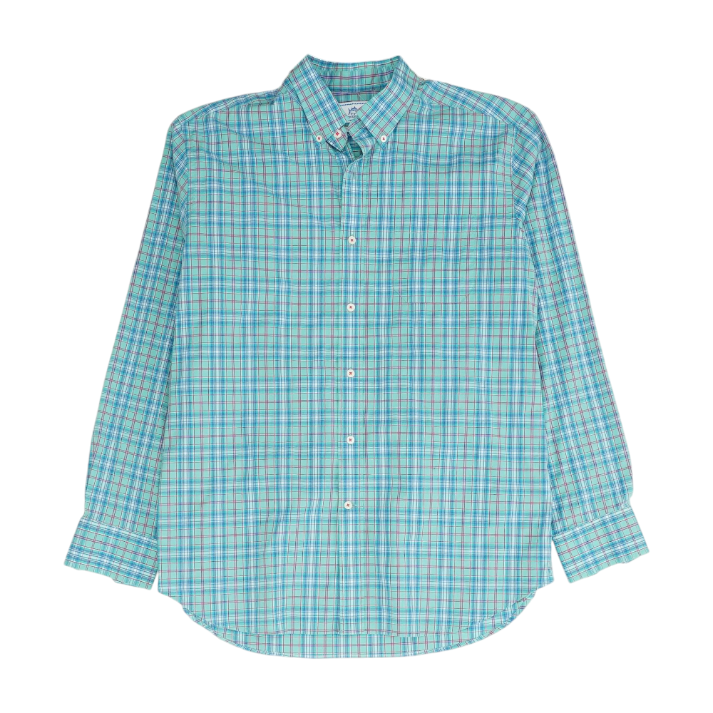 Green Plaid Long Sleeve Button Down