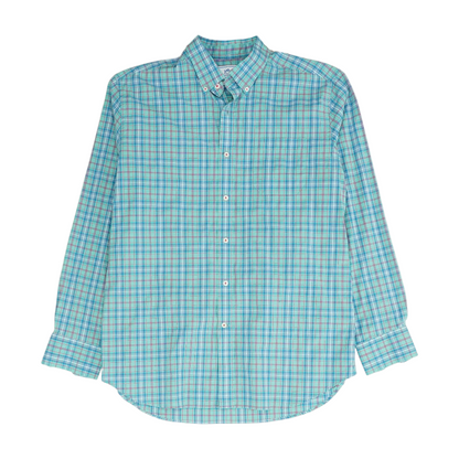 Green Plaid Long Sleeve Button Down
