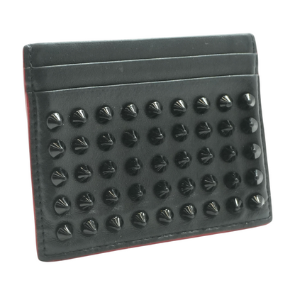 Black Calf Leather and Spikes M Kios Card Holder