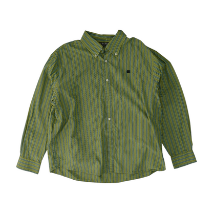Green Striped Long Sleeve Button Down