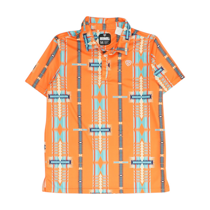 Orange Print Short Sleeve Polo