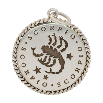 Sterling Silver Beaded Edge Round Zodiac Disk Pendant