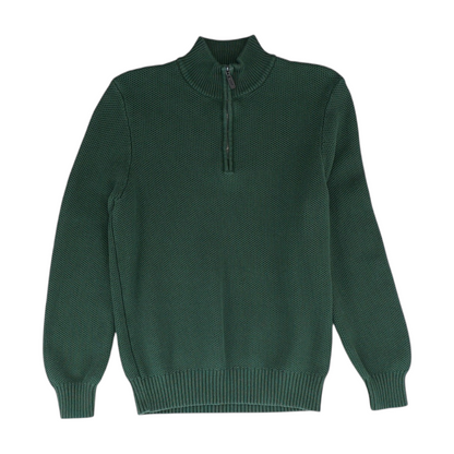 Green Solid 1/4 Zip Sweater
