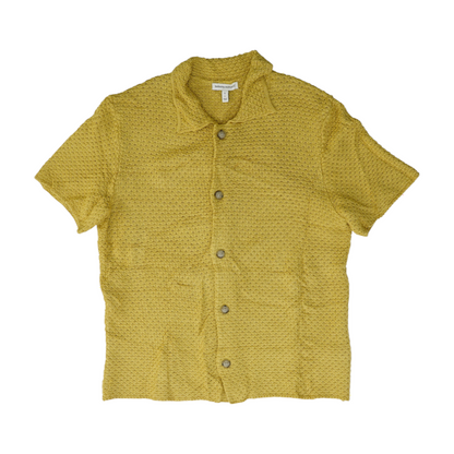 Mustard Tall Solid Short Sleeve Button Down