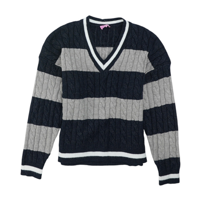 Navy Striped Pullover Sweater