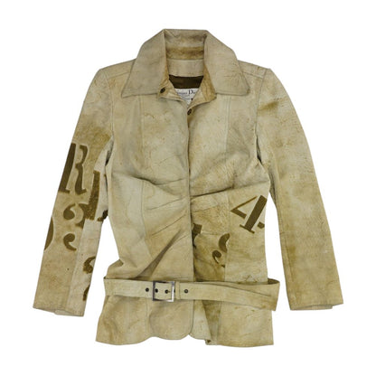 Vintage 2003 Boutique by John Galliano Belted Calf Skin Leather Coat