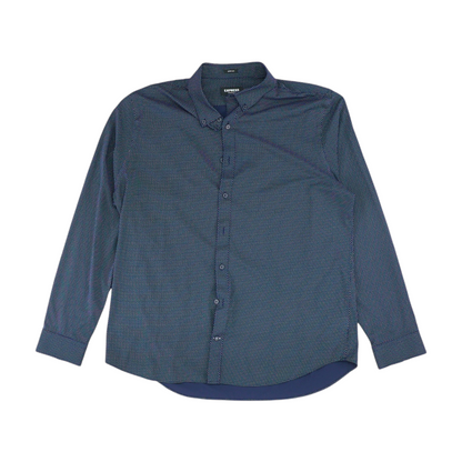 Navy Polka Dot Long Sleeve Button Down
