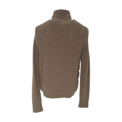 Brown Mixed Media Zip-Front Tricot Cardigan Jacket