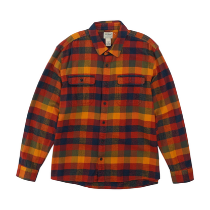 Orange Plaid Flannel Button Down
