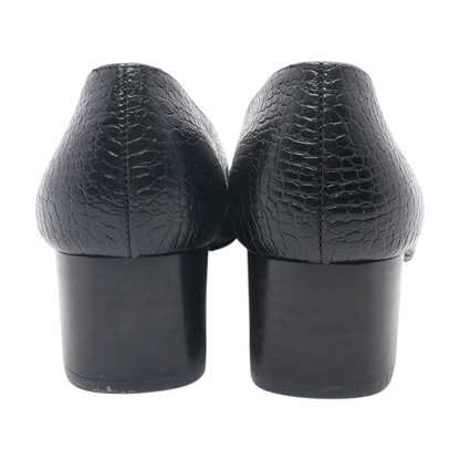 Black Croc-Embossed Leather Pumps