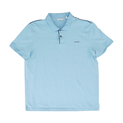 Blue Solid Short Sleeve Polo