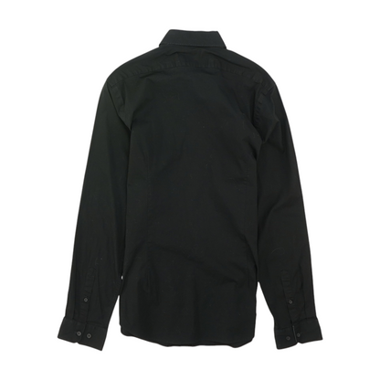 Black Solid Long Sleeve Button Down