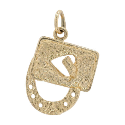 14K Gold Playing Card And Horseshoe Charm