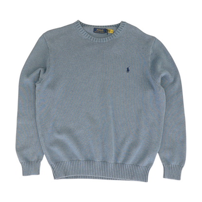 Blue Solid Pullover Sweater