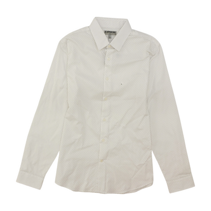 White Polka Dot Long Sleeve Button Down