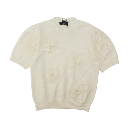 White Floral Pullover Sweater