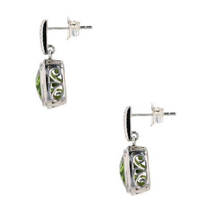 4 1/4 ctw Sterling Silver Green Stone Drop Earrings