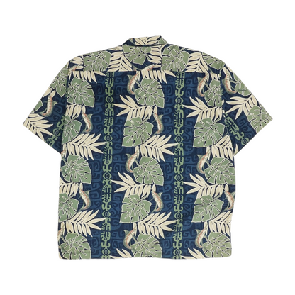 Navy Tropical Short Sleeve Button Down