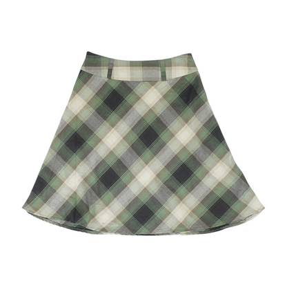 Brown Plaid Midi Skirt