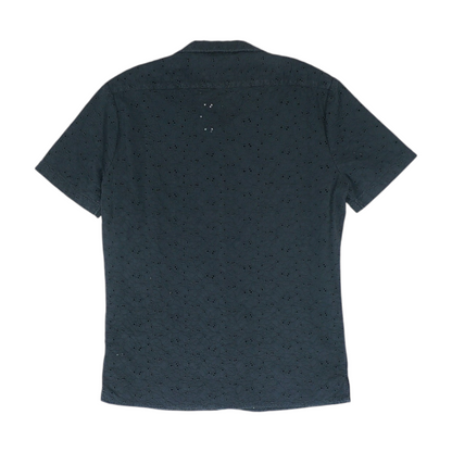 Black Solid Short Sleeve Button Down