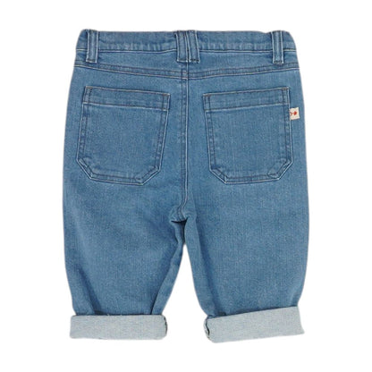Blue Solid Denim Shorts