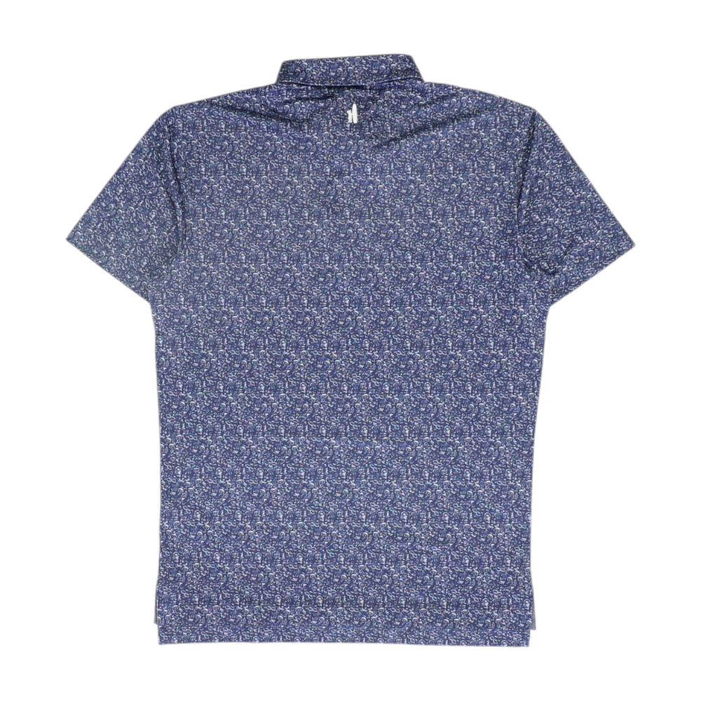 Navy Print Short Sleeve Polo