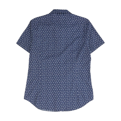 Navy Print Short Sleeve Button Down