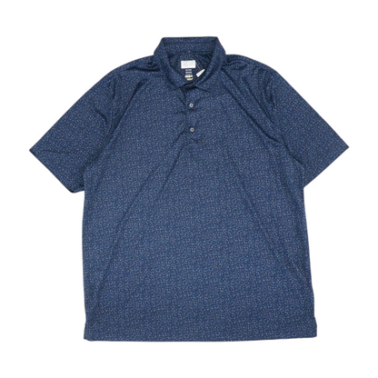 Navy Print Short Sleeve Polo