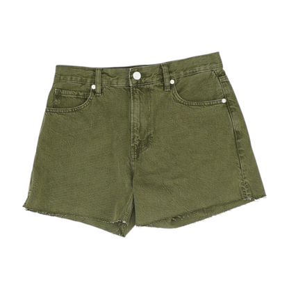 Green Solid Denim Shorts