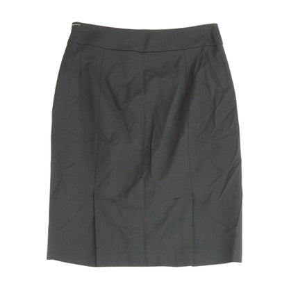 Black Solid Midi Skirt
