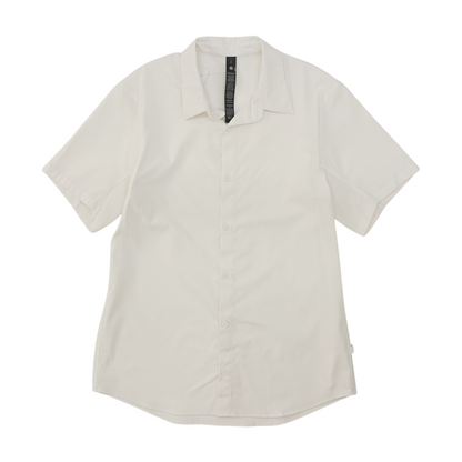 White Solid Short Sleeve Button Down